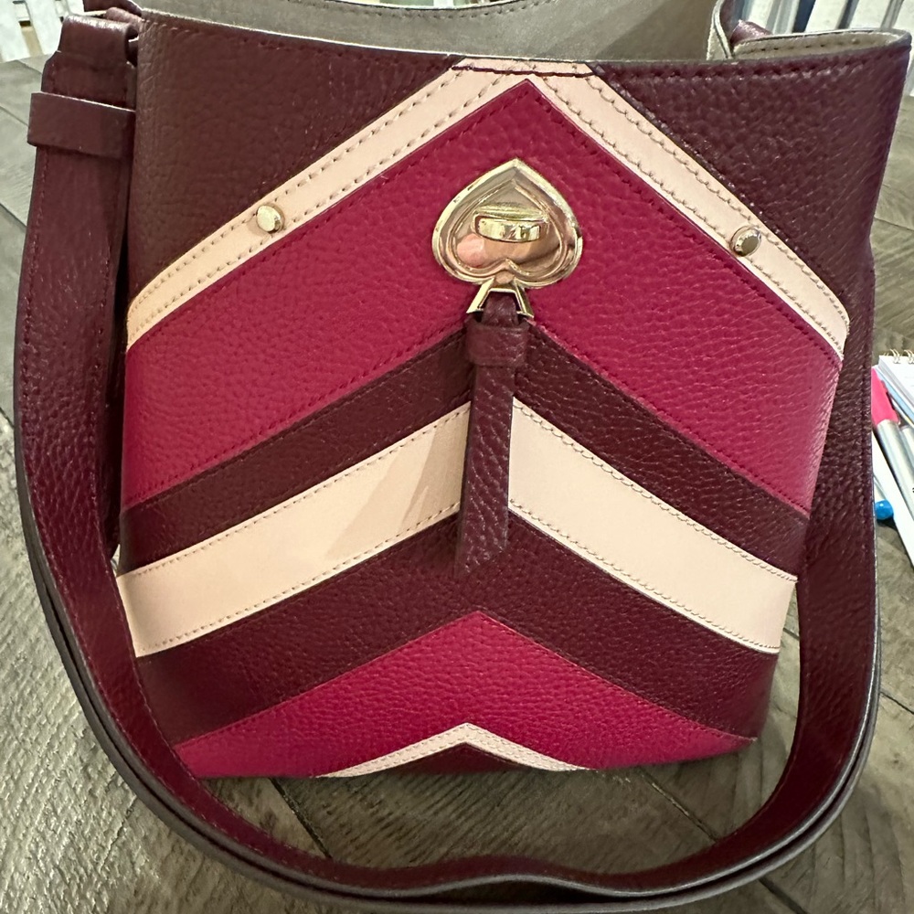 Kate Spade Burgundy and Pink Chevron Shoulder Bag